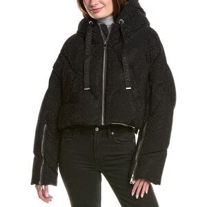 Khrisjoy Womens  Khris Rhinestone Crop Puffer Down Jacket, Black